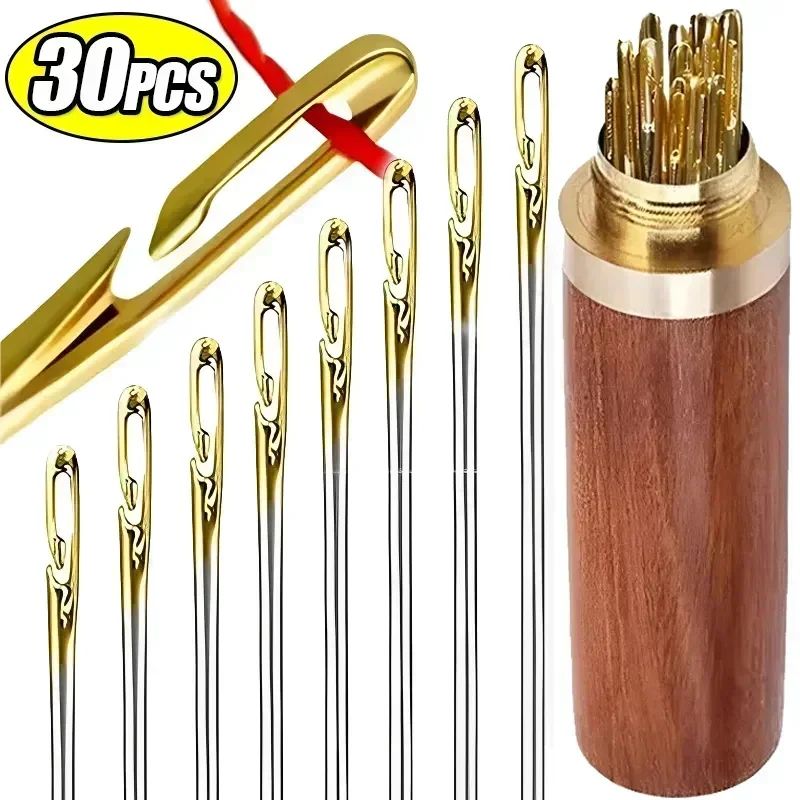 Quick-Thread Side Hole Self Threading Needles Set for Easy Sewing