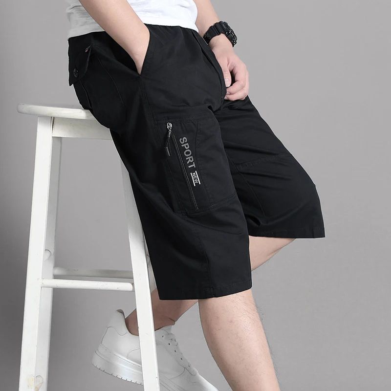 FlexCore Tactical Cargo Shorts - Men's Zipper Pocket Elastic Waist Summer Climbing Jogger Shorts