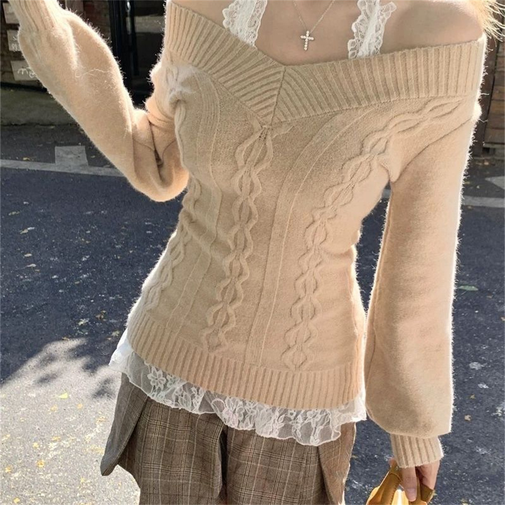 Gray Pullover Sweater, Early Autumn Slim Fit Long Sleeve for Women