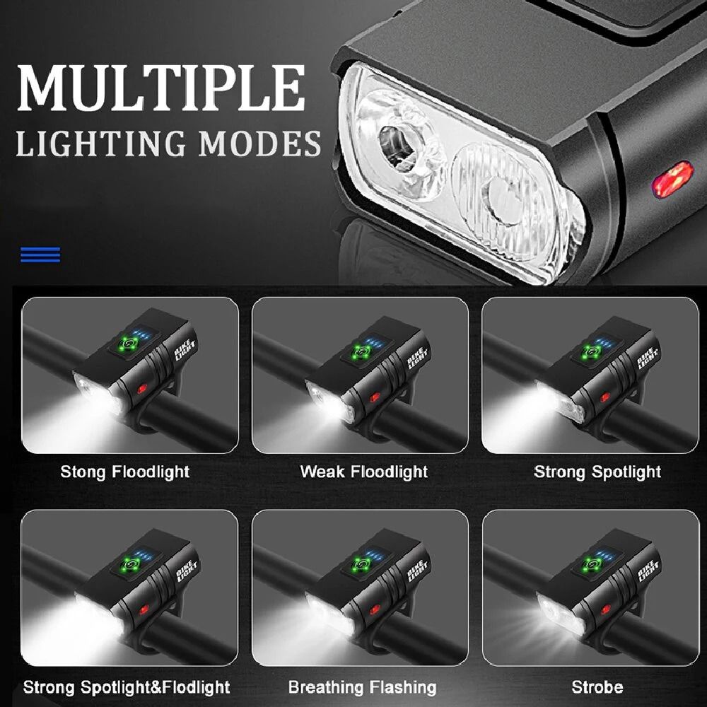 USB Rechargeable Bicycle Front Light with Adjustable LED Brightness
