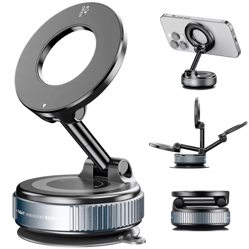 Car Magnetic Phone Mount – 360 Degree Rotating Vacuum Suction Phone Bracket Universal Holder for Navigation