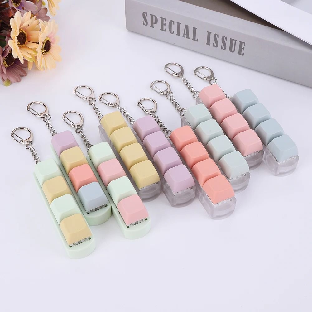Button Keycap Fidget Keychain Toy Decompression Keyboard