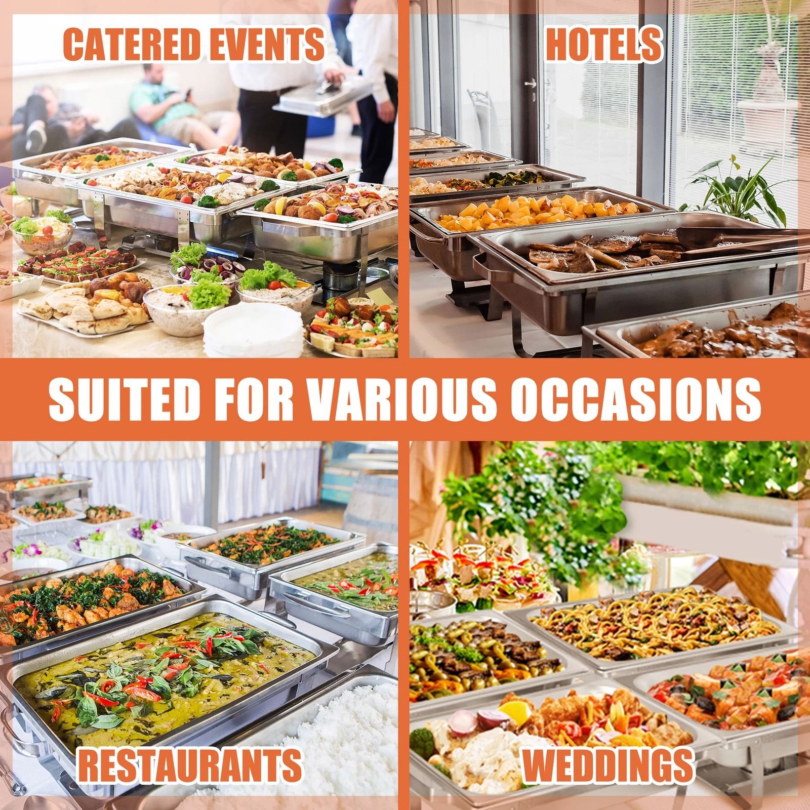 Premium Stainless Steel Chafing Dish Buffet Set with Water Pan & Fuel Holder