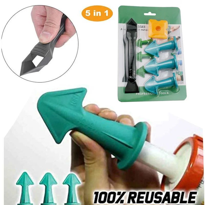 Premium 5-Piece Caulking Nozzle & Finishing Spatula Kit - Smooth Sealant & Grout Tool