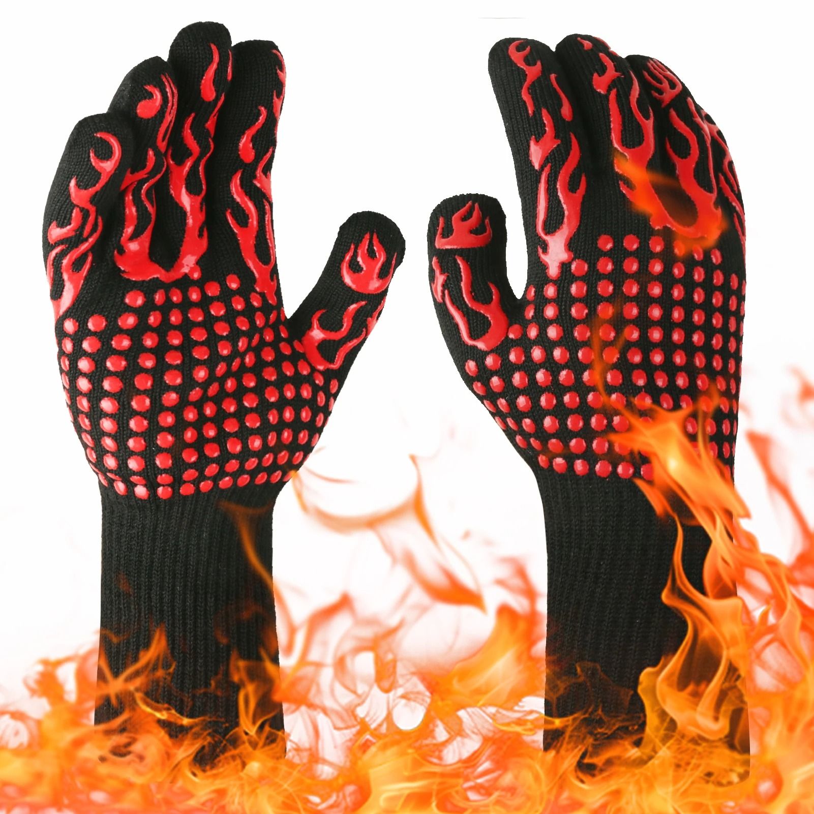 BBQ Gloves High Temperature Resistance Oven Mitts Fireproof Non Slip Grilling Gloves