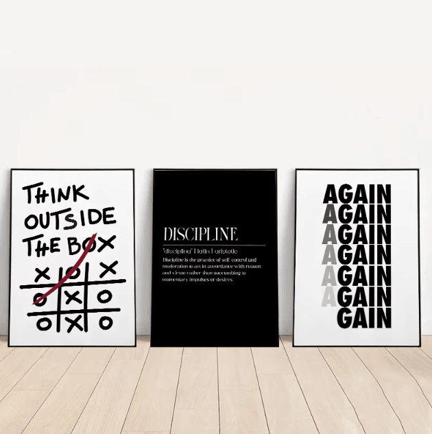 Motivational Discipline Quote Canvas – Minimalist Inspirational Wall Art Poster