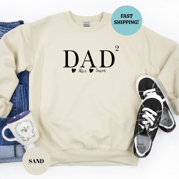 Dad of Two Shirt Personalized Fathers Day Gift Custom Dad Shirt with Kids Names