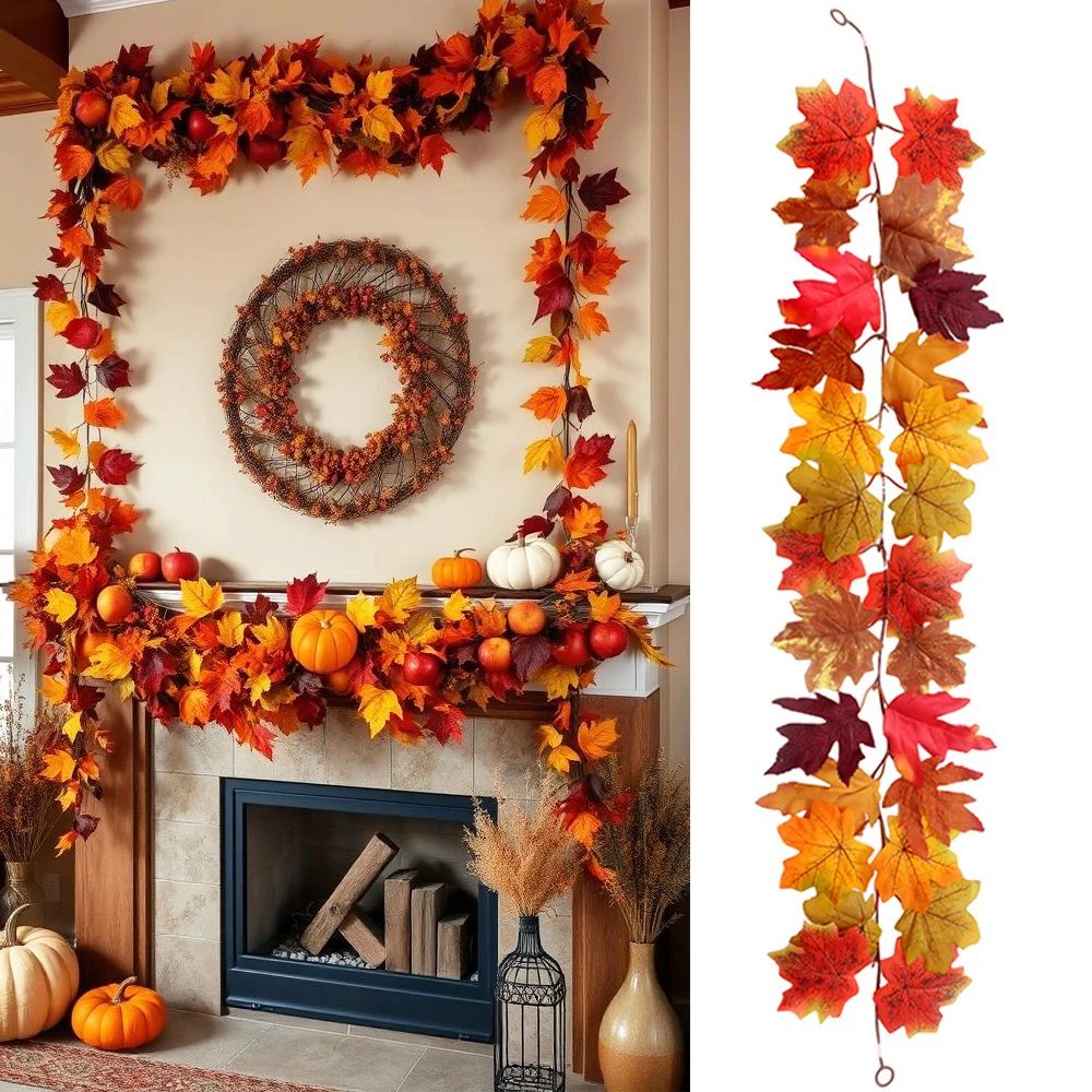 Artificial Maple Leaf Vine Garland Fall Decor