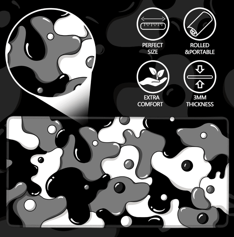 Large Extended Mouse Pad with Stitched Edges and Non-Slip Rubber Base for Desk