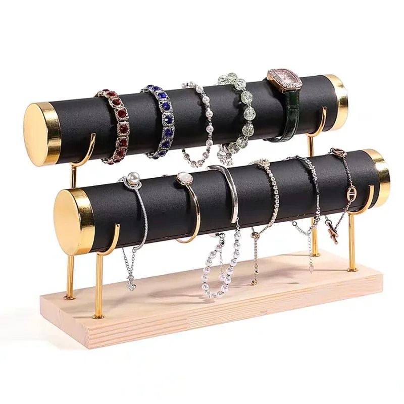 Detachable Bracelet Holder Stand Jewelry Display with Wooden Tray