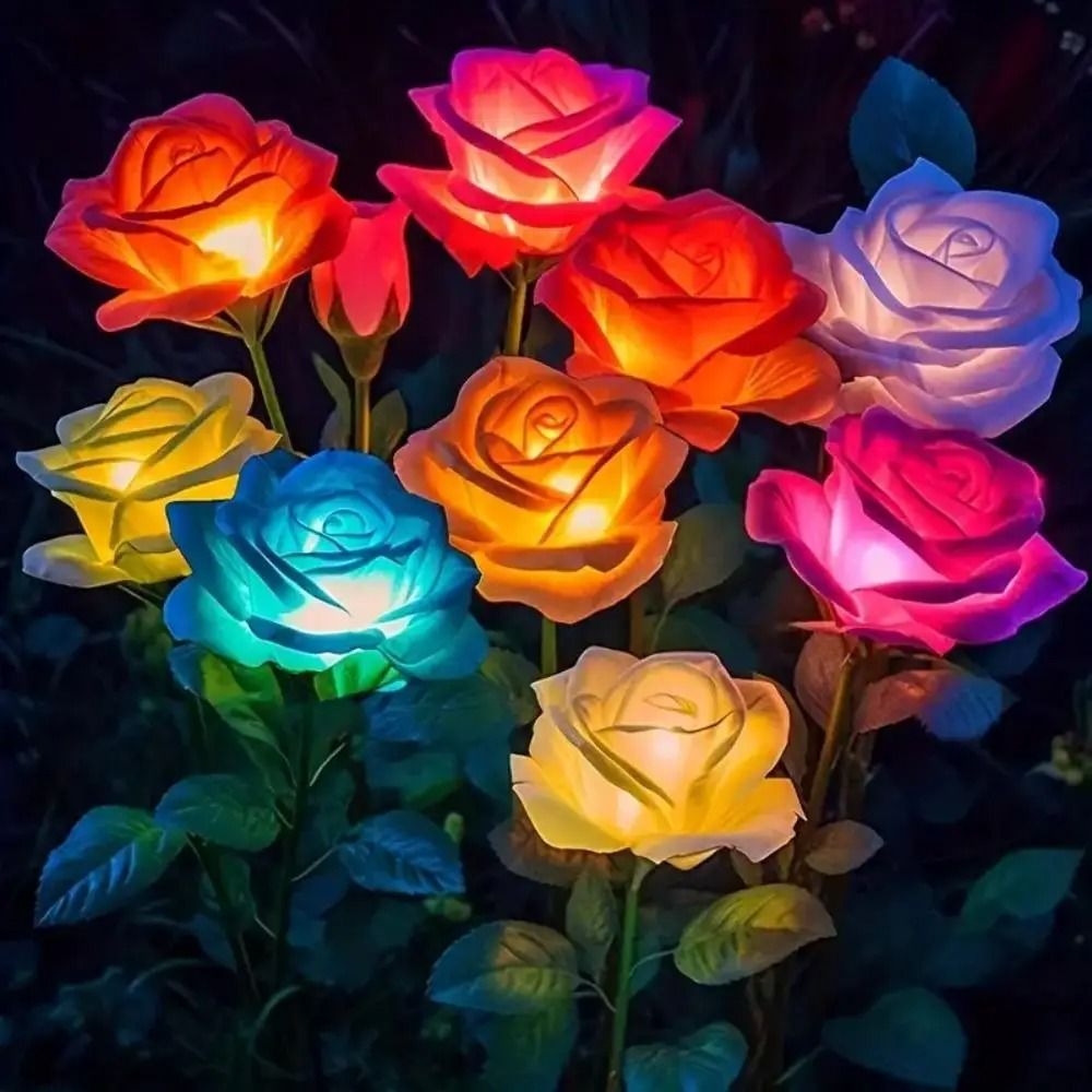 Solar Rose Flower Garden Lights Set