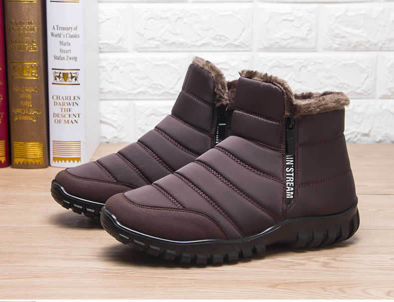 Warm Cotton Zipper Snow Ankle Boots Mens Sneakers Winter Shoes, Autumn Shoes Waterproof Snow Boots Shoe