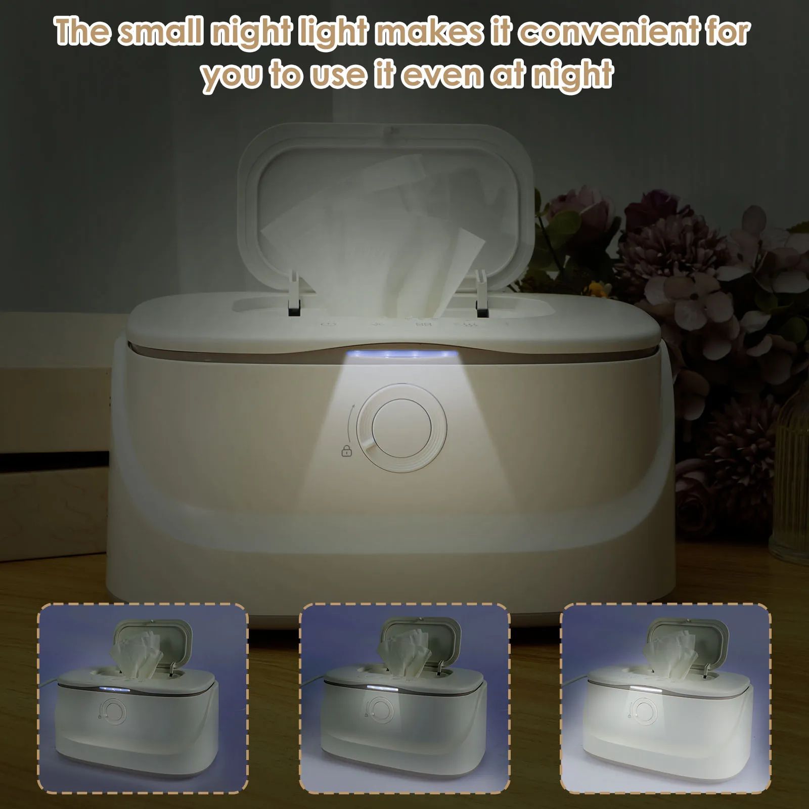 Premium Baby Wipe Warmer & Dispenser with LED Light - Large Capacity baby wipe warmer with adjustable temperature baby w
