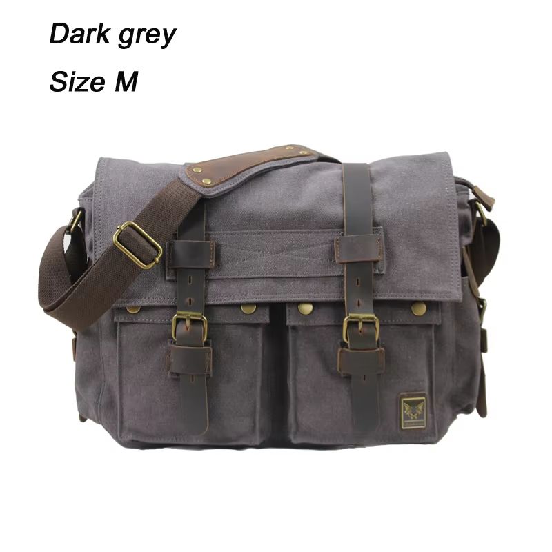 I AM LEGEND Canvas and Genuine Leather Men's Messenger Bag