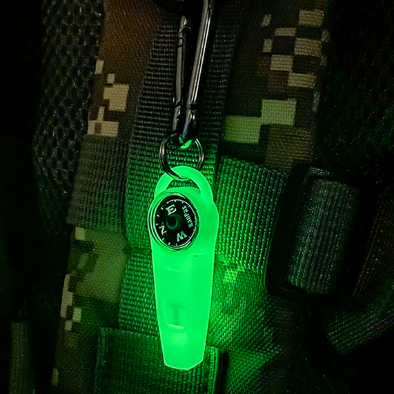 Mini Whistle Compass with Stainless Steel Buckle  Luminous Diving Compass with Survival Whistle