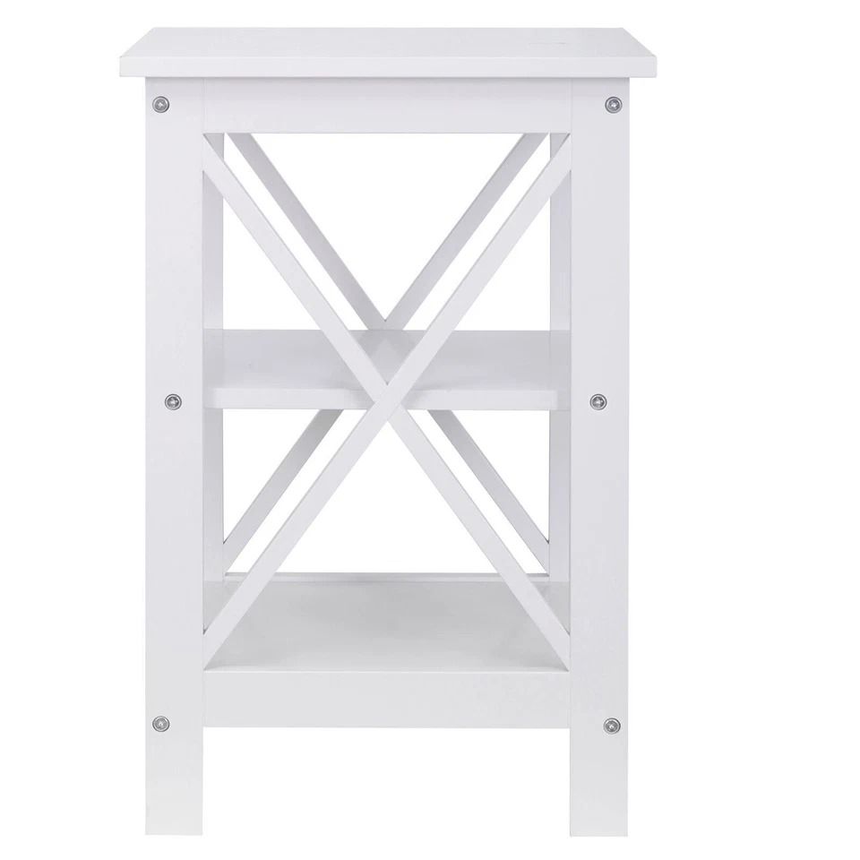 Modern Square Side Table with Storage Shelf Compact MDF End Table for Living Room Bedroom Office