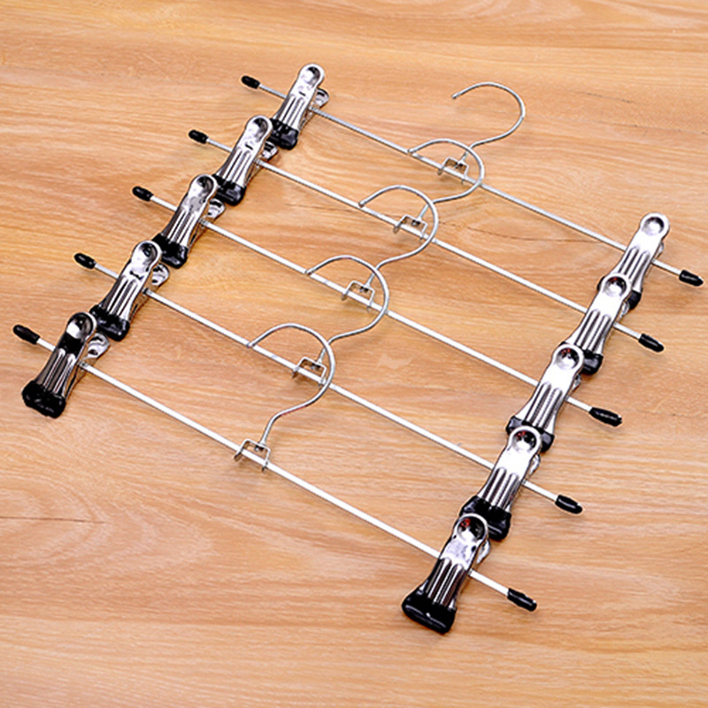 Adjustable Metal Windproof Hanger Non-slip Coat Pants Hangers with Clips for Home Drying Closets Storage Racks