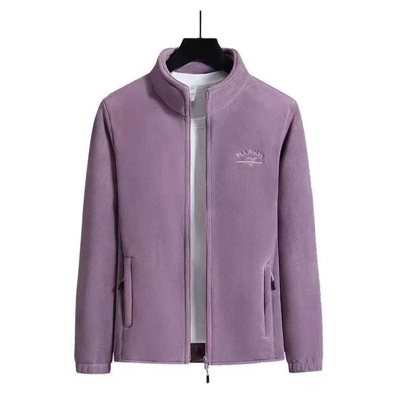 Winter Luxe Polar Fleece Letter Print Coat – Womens Loose Fit Wool-Liner Jacket