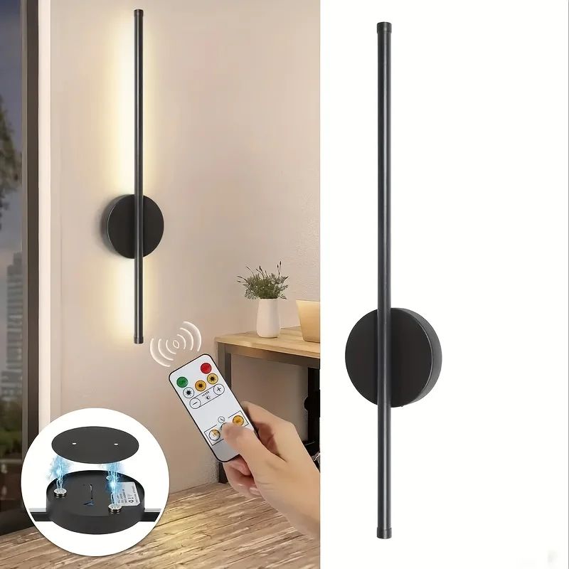 Cordless USB Rechargeable Wall Sconce with Remote - Wireless LED Wall Light for Bedroom & Living Room