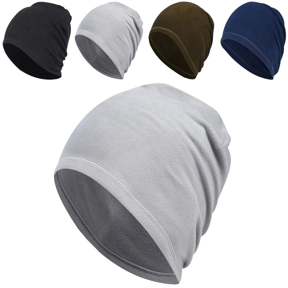 Winter Thermal Fleece Skull Cap Windproof Running Skiing and Cycling Helmet Liner Beanie for Men and Women