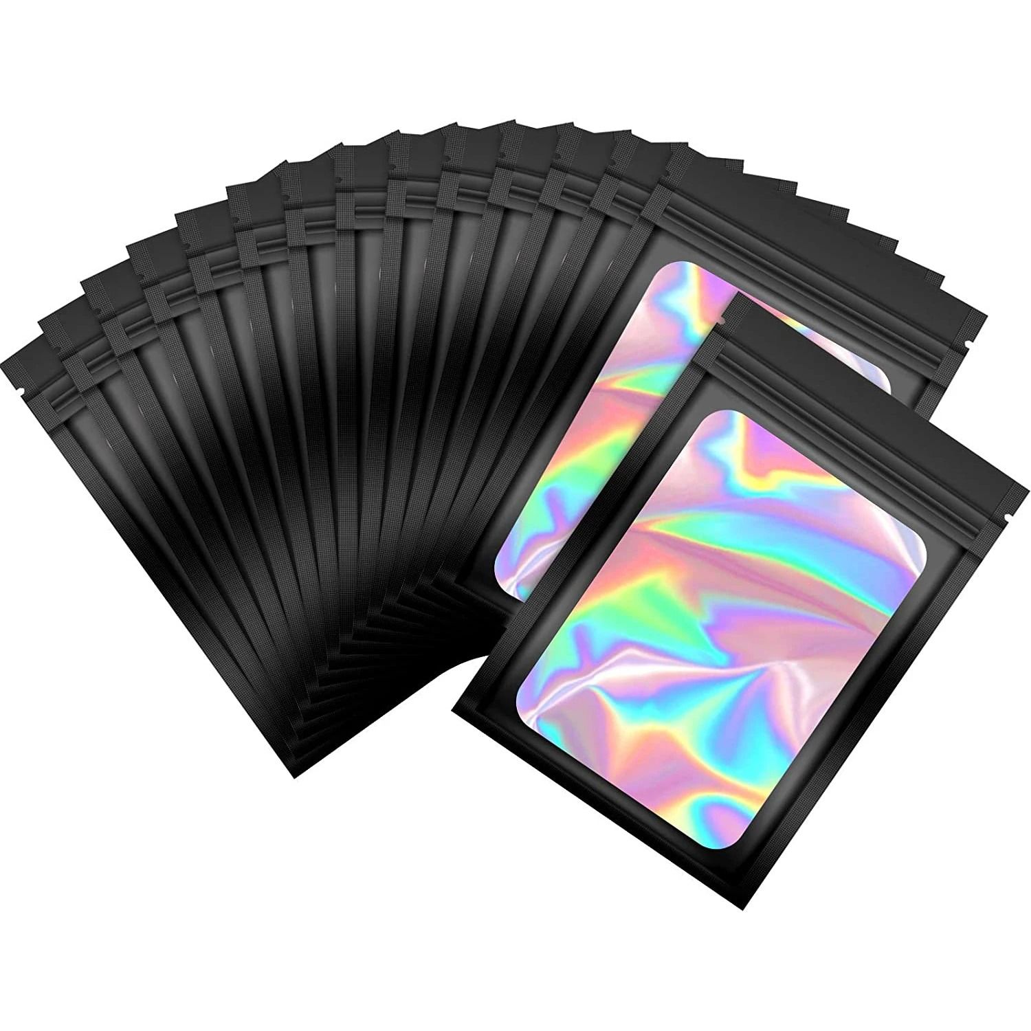 Holographic Laser Mylar Bags – 50 Pcs Smell-Proof Zip Lock Pouches