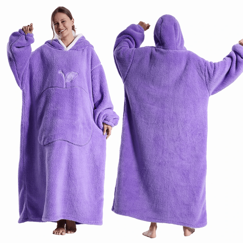 CozyWrap Extra Long Hooded Blanket with Sleeves – Ultra-Soft Winter Wearable Throw