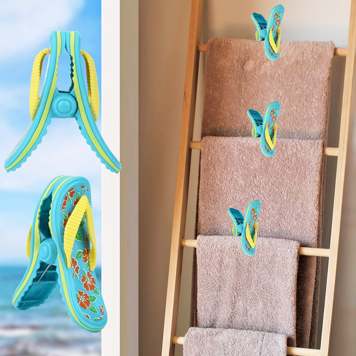 Heavy Duty Beach Towel Clips Non Slip Sunbed and Laundry Peg Holders