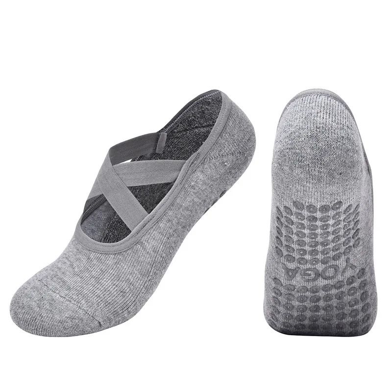 Women Breathable Towel Bottom Yoga Socks Silicone Non Slip Bandage Pilates Ladies Ballet Dance Socks