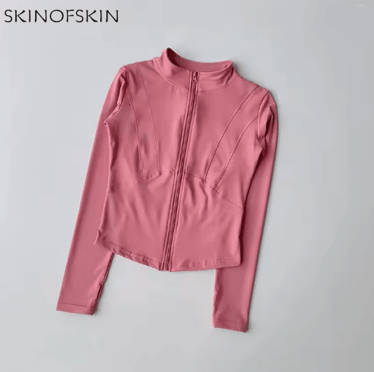 Womens Quick Dry Yoga Jacket Slim Fit Zip Up Fitness Top