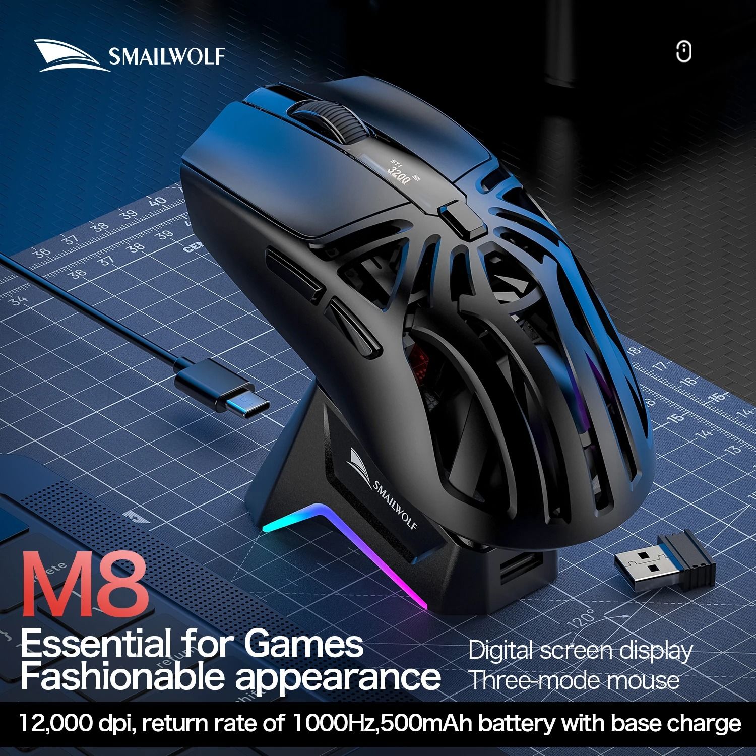 Ultra-Lightweight Tri-Mode Optical Gaming Mouse