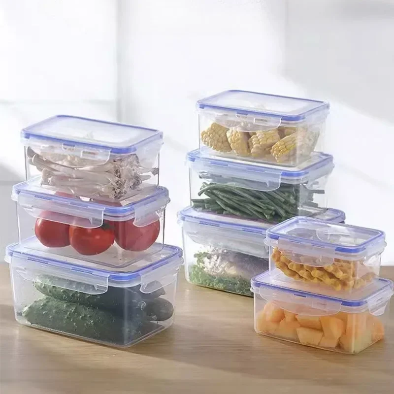 Sealed Refrigerator Storage Box with Lid Microwaveable Lunch Box, Plastic Crisper