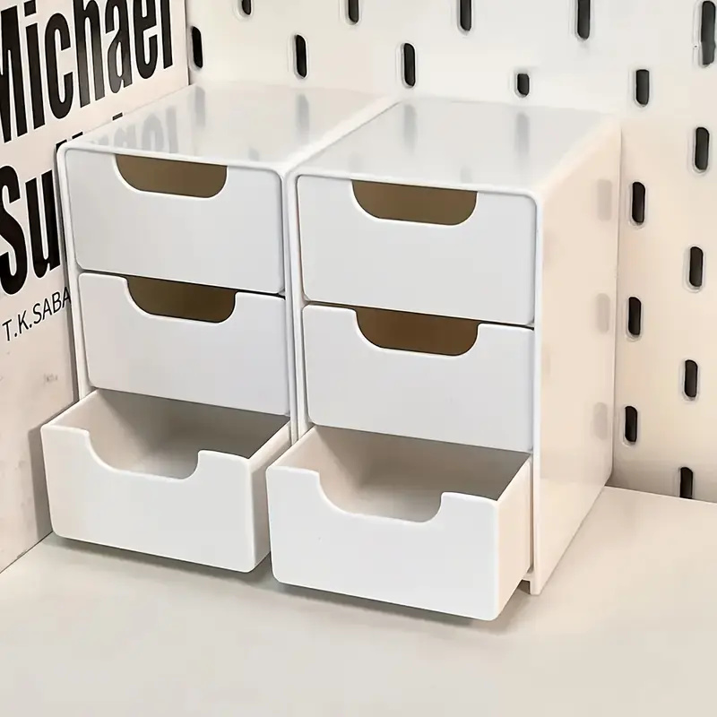 Plastic Cosmetic Storage Organizer, Multi Functional Storage Box with Drawers, Countertop Jewellery and Office Supplies