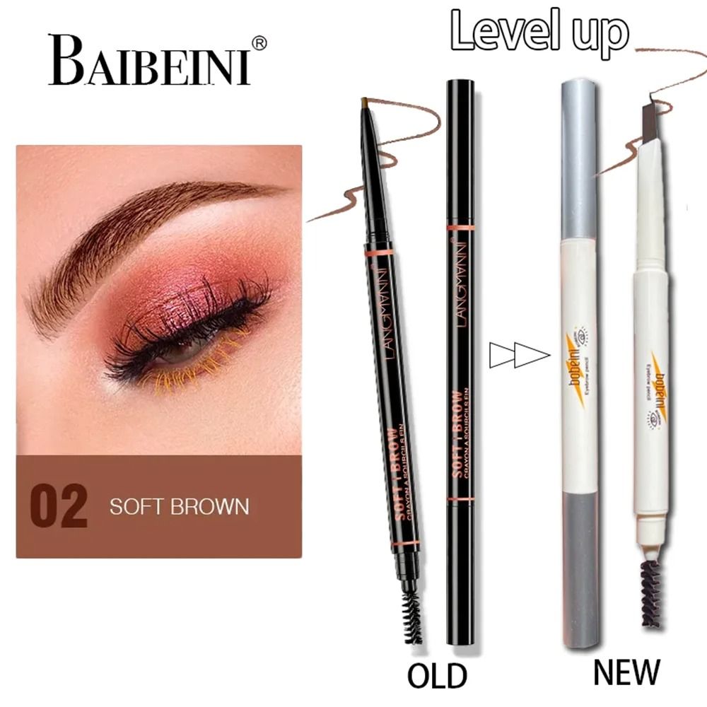 Thin Head Waterproof Double Ended Eyebrow Pencil with Brush