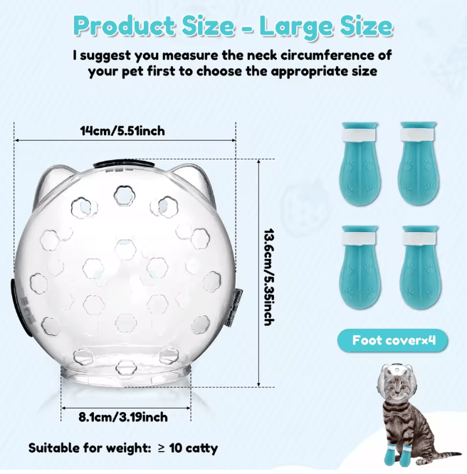 Transparent Cat Grooming Muzzle Anti Bite Protective Hood
