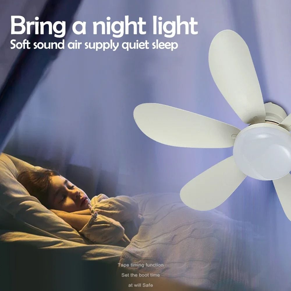 E27 Ceiling Fan Light with Remote Control and Adjustable LED Modes