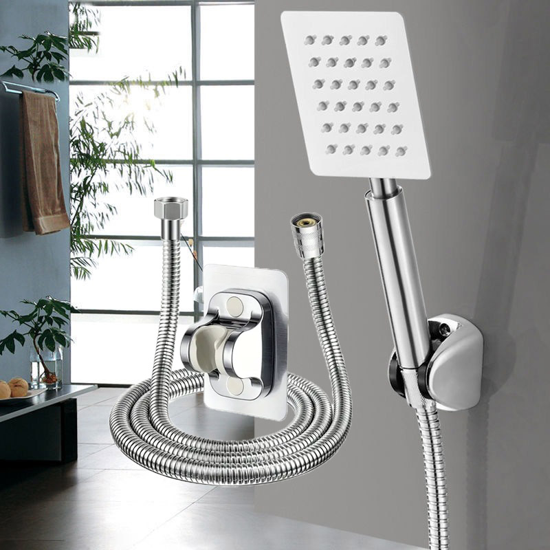 Booster Shower Head Handheld Set Stainless Steel Silicone Water Outlet Round Square