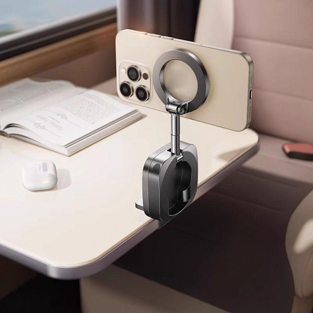 360 Rotatable Magnetic Phone Stand, Foldable Vacuum Suction Holder, Universal Travel Dashboard Desk Mount