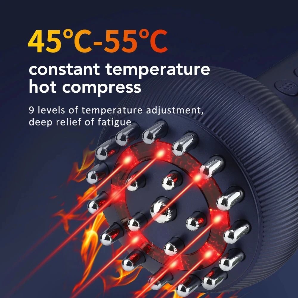 Electric Meridian Scalp and Body Massager with EMS Microcurrent Heat and Vibration Therapy