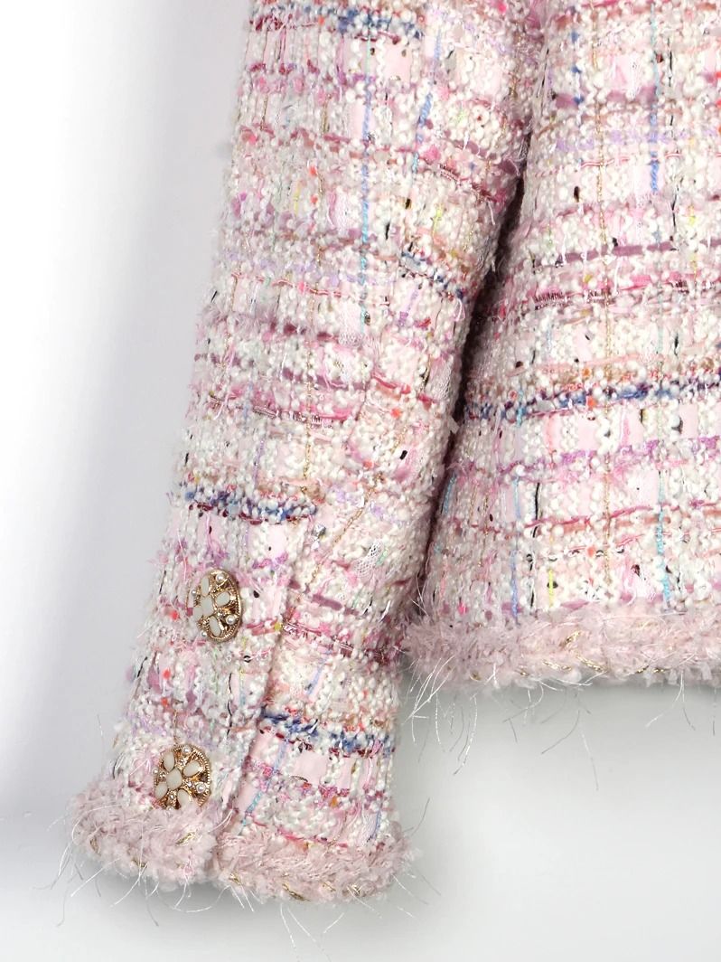 Cherry Blossom Romantic Braided Tweed Jacket