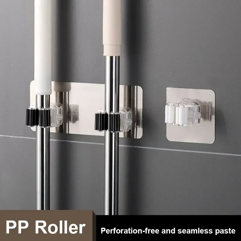 No-Drill Roller Mop & Broom Holder