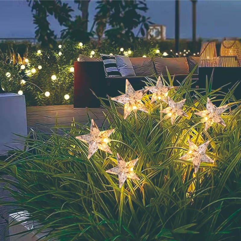 Solar Powered Ground Mounted Star Lights, Waterproof Outdoor Lawn Light for Courtyard, Garden, Patio, Pathway