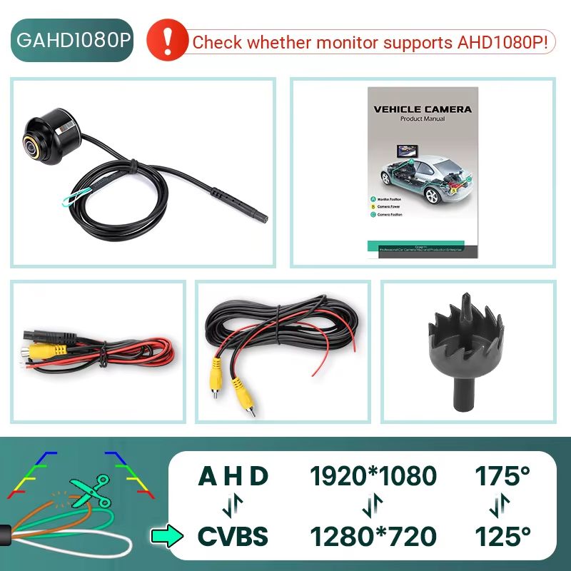 GreenYi 170° rear view camera AHD 1080P Metal Body Fisheye Backup Parking Camera