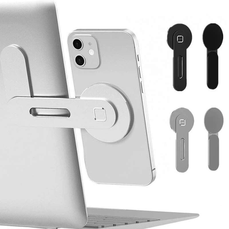 Magnetic Laptop Phone Stand, Ultrathin Display Side Mount for Car, Foldable Aluminum Alloy Back Holder, Rollover Camera