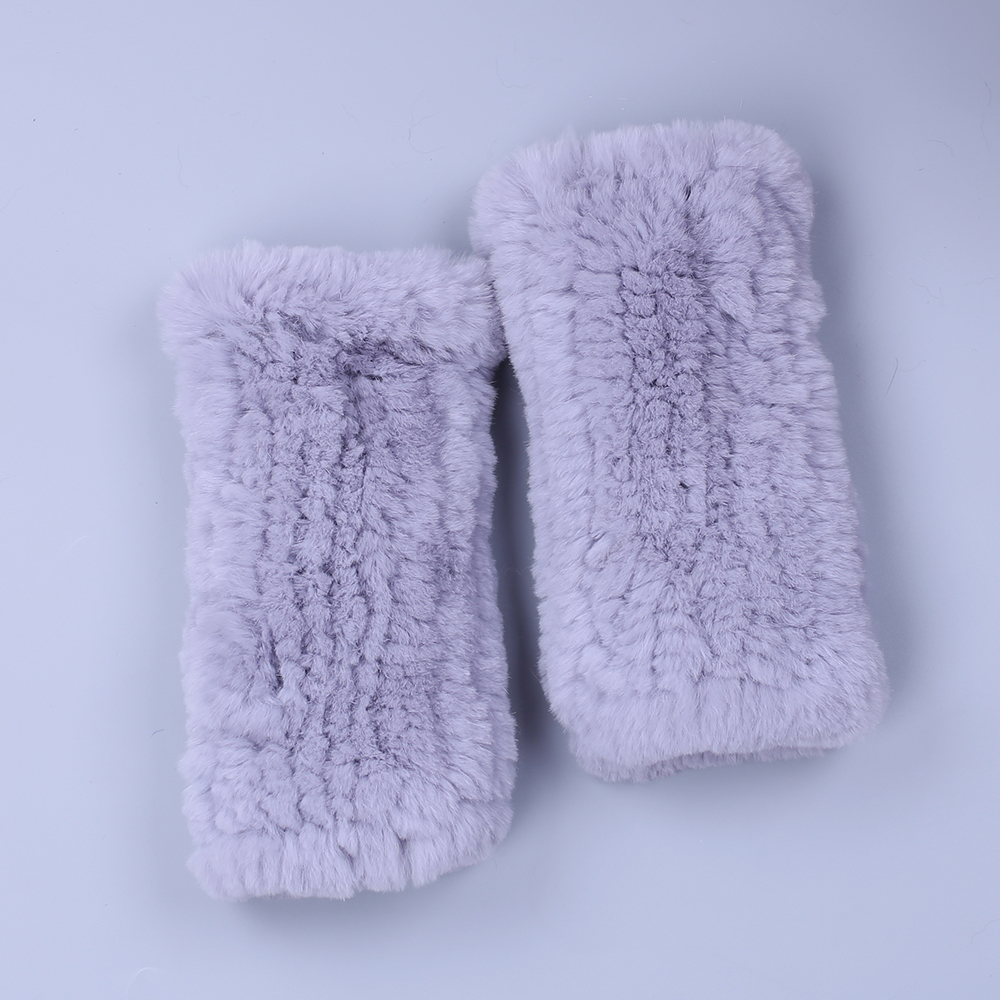 Fashion Real Rex Rabbit Fur Gloves, Womens Winter Finger less Mittens, Genuine Fur Wrist Warmers