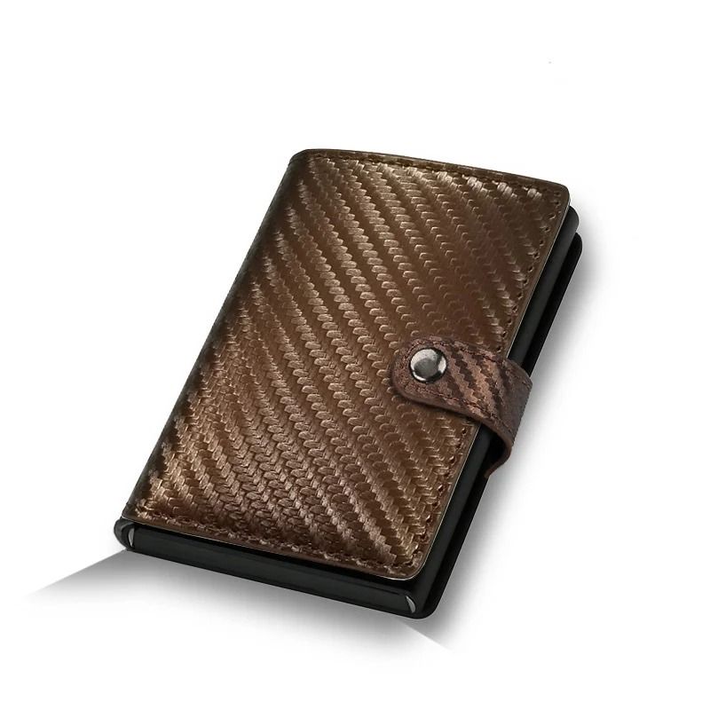 Carbon Fiber Credit Card Holder Wallet RFID Smart Metal Pop Up Wallet