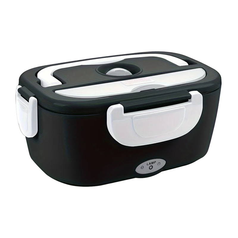 Electric Heating Lunch Box, Stainless Steel Food Warmer Container, Car Truck Office Heater, Black Set