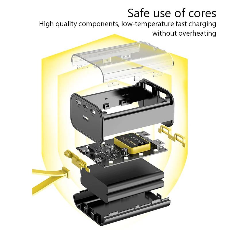 DIY 3x18650 Power Bank Case with Dual USB Fast Charge & LED Light