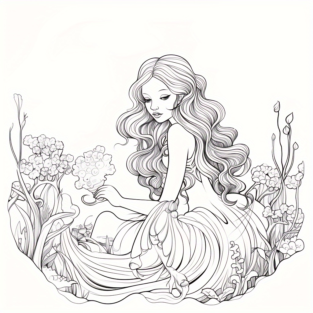 Magic Mermaid Coloring Book for Adults, Stress Relief Colouring, Mindfulness Art Therapy, Gift for Women
