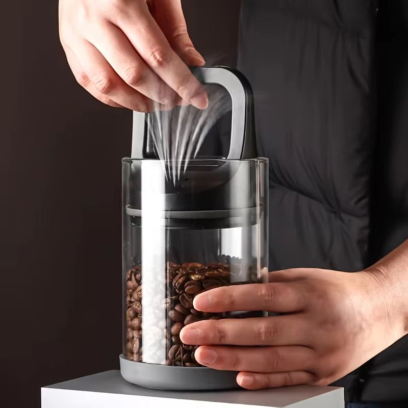 Large Capacity Vacuum Sealing Jar Coffee Bean Storage Canister Moisture Proof Airtight Kitchen Container for Candy and S
