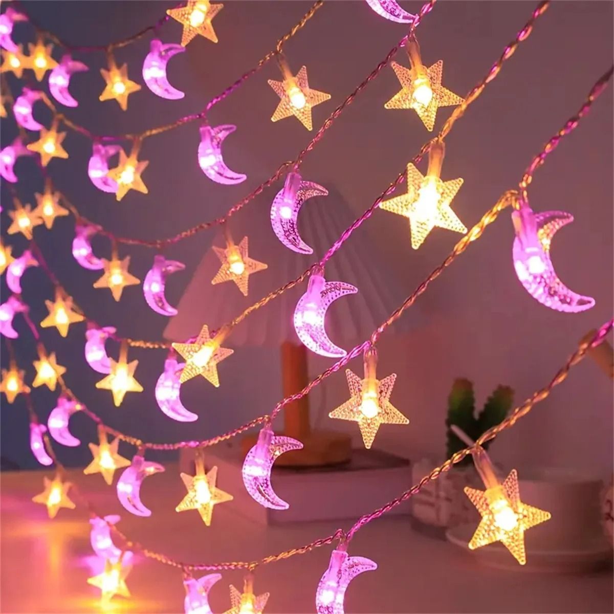 Star and Moon LED String Lights for Indoor and Outdoor Decoration